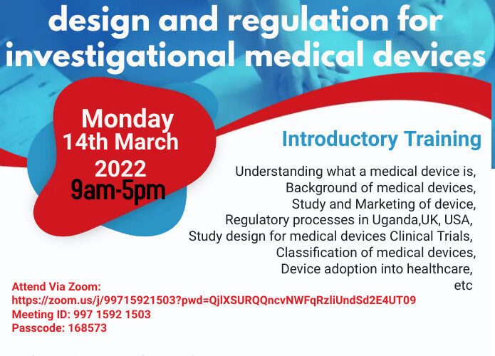 (CITE), in collaboration with the University of Edinburgh is inviting you to an introductory training on Clinical Trial Design for Investigational Medical Devices and medical writing for the regulation of such devices. This training will take place on 14th March 2022 and will have both physical and online attendance. Below are the meeting details for online training/attendance: